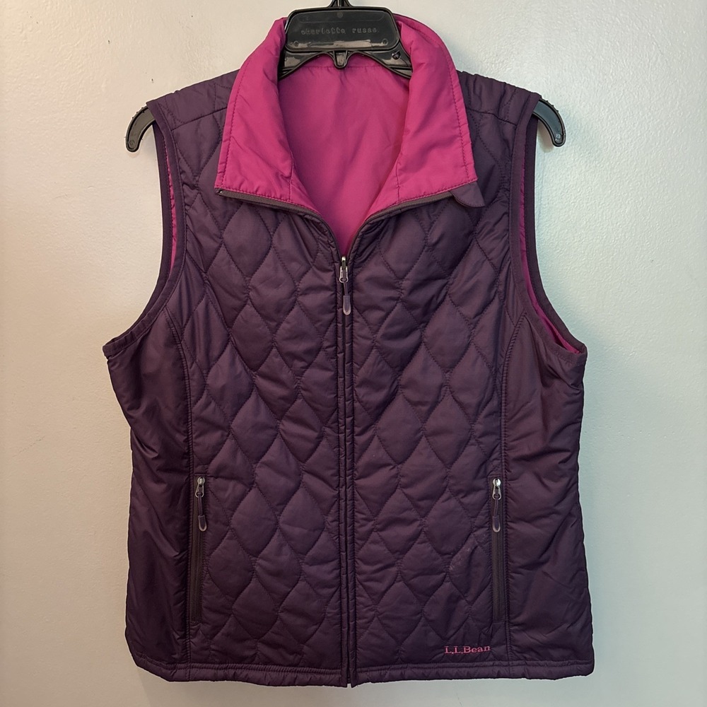 L.L. Bean Women's Reversible Zip-up Quilted Lightweight Vest Size Medium Purple